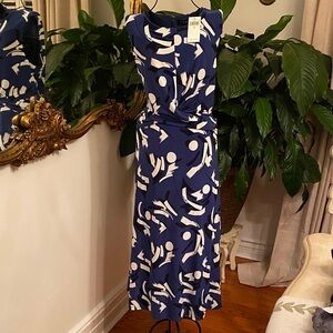 Lauren Ralph Lauren Navy and Cream Midi Dress